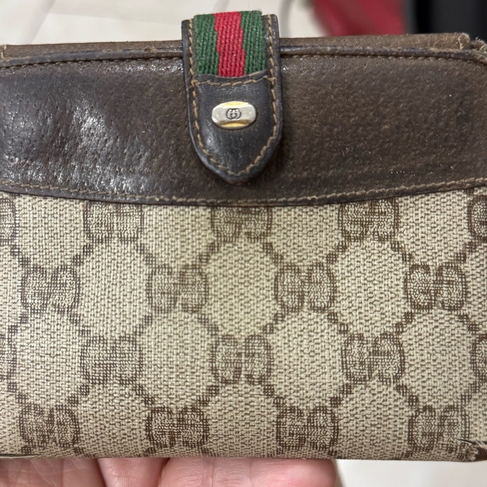 Gucci Brown and Tan Wallet with GG Pattern